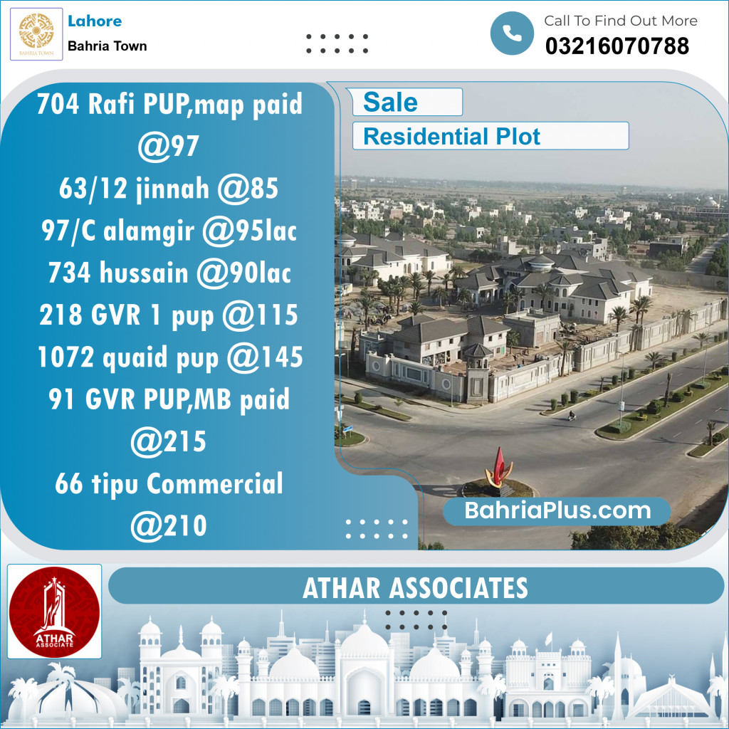 Residential Plot for Sale in Bahria Town, Lahore - (BP-140688)