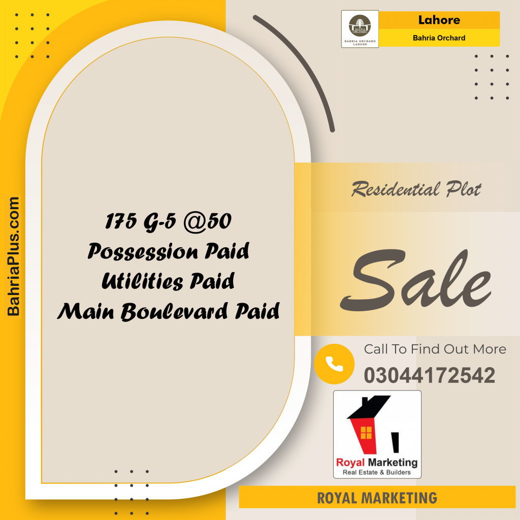 Residential Plot for Sale in Bahria Orchard, Lahore - (BP-140731)