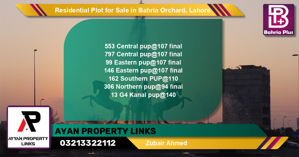 Residential Plot for Sale in Bahria Orchard, Lahore - (BP-140779)