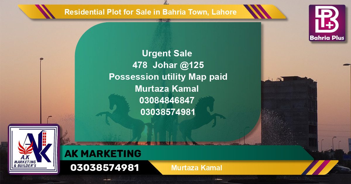 Residential Plot for Sale in Bahria Town, Lahore - (BP-140784)