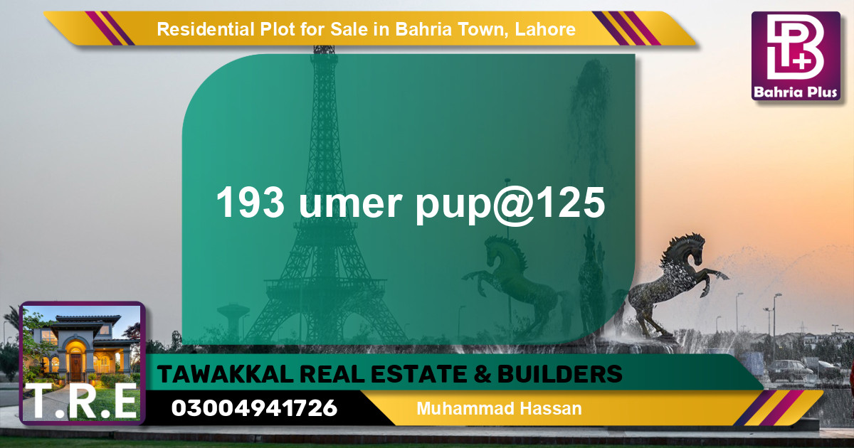 Residential Plot for Sale in Bahria Town, Lahore - (BP-140789)