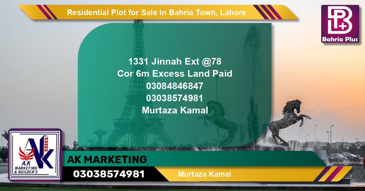 Residential Plot for Sale in Bahria Town, Lahore - (BP-140813)
