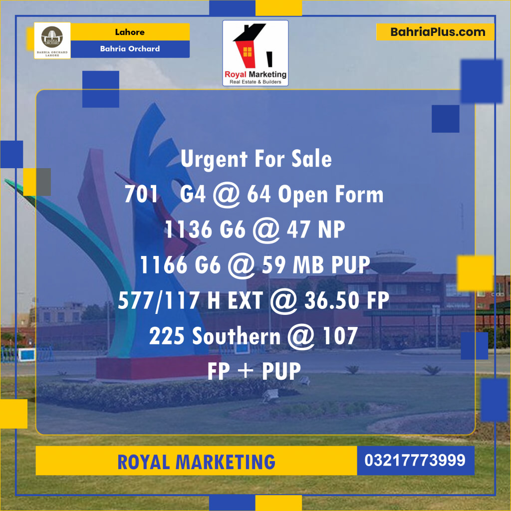 Residential Plot for Sale in Bahria Orchard, Lahore - (BP-140814)