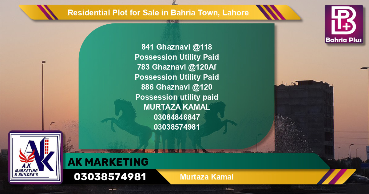 Residential Plot for Sale in Bahria Town, Lahore - (BP-140818)
