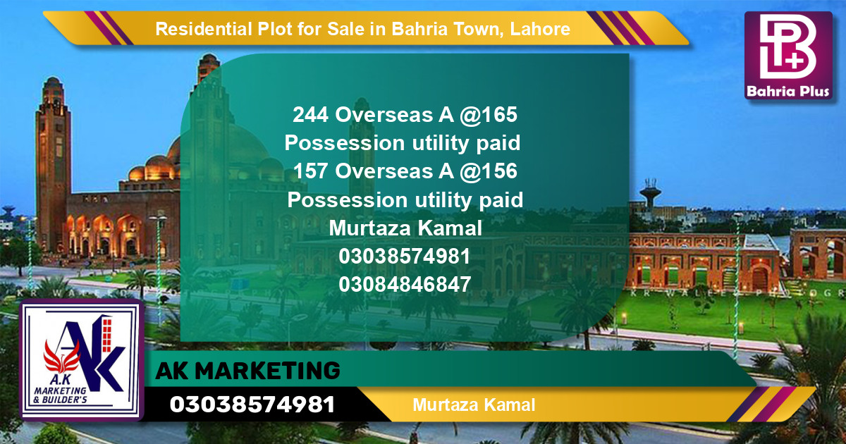 Residential Plot for Sale in Bahria Town, Lahore - (BP-140850)