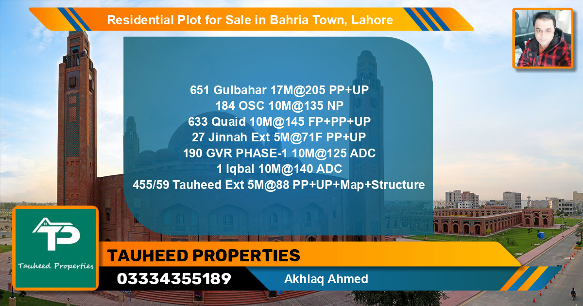 Residential Plot for Sale in Bahria Town, Lahore - (BP-140859)