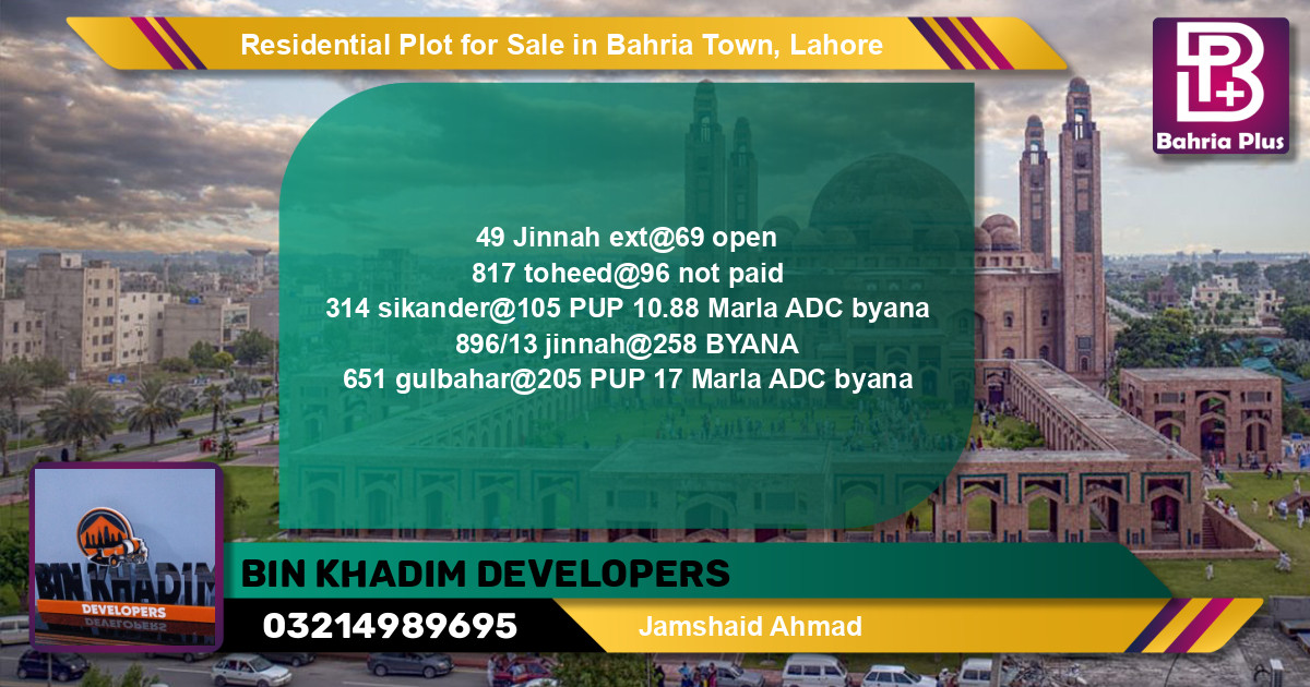 Residential Plot for Sale in Bahria Town, Lahore - (BP-140866)
