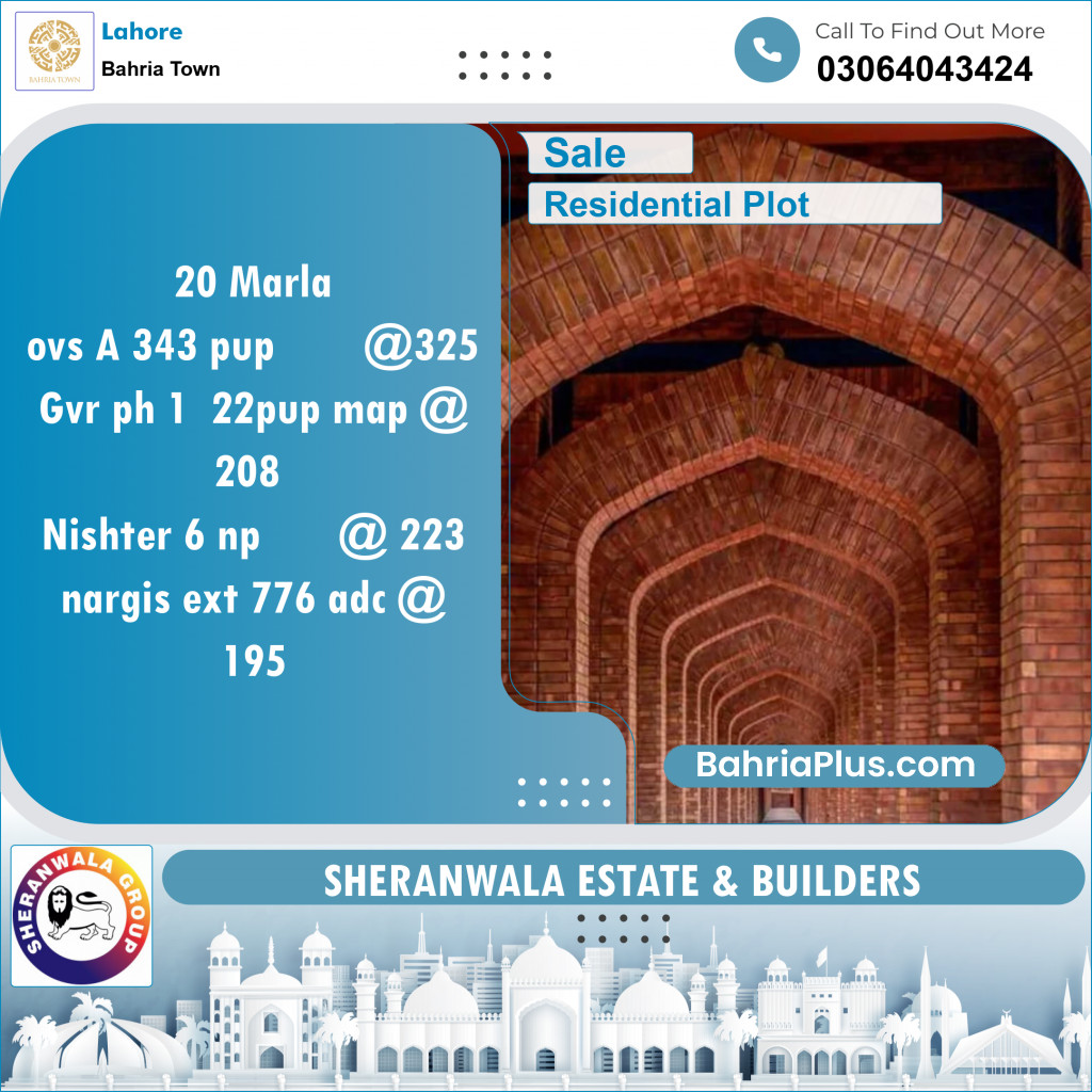 Residential Plot for Sale in Bahria Town, Lahore - (BP-140873)