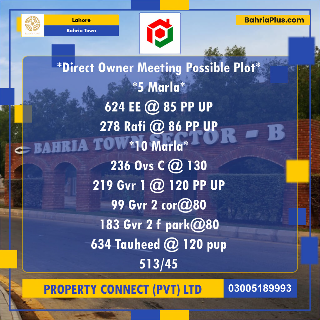 Residential Plot for Sale in Bahria Town, Lahore - (BP-140924)