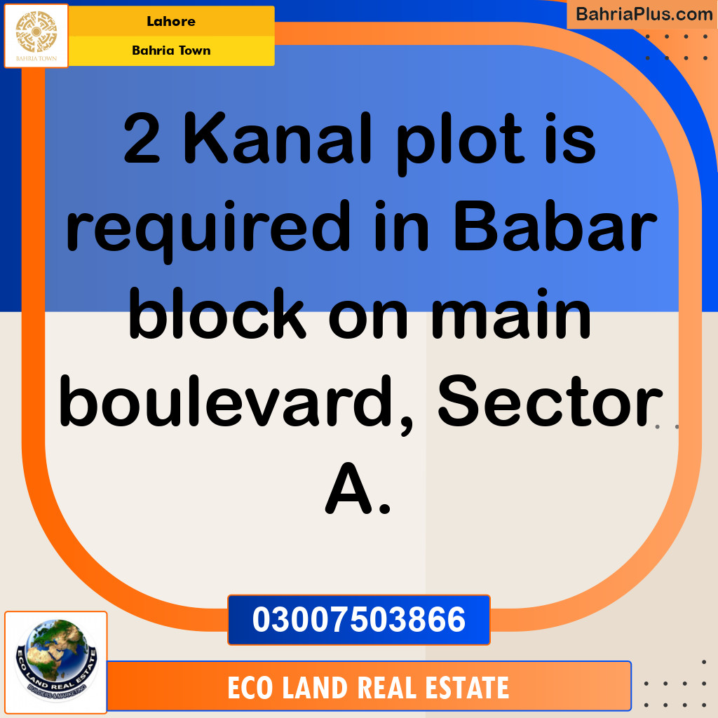 Residential Plot for Sale in Bahria Town, Lahore - (BP-141020)