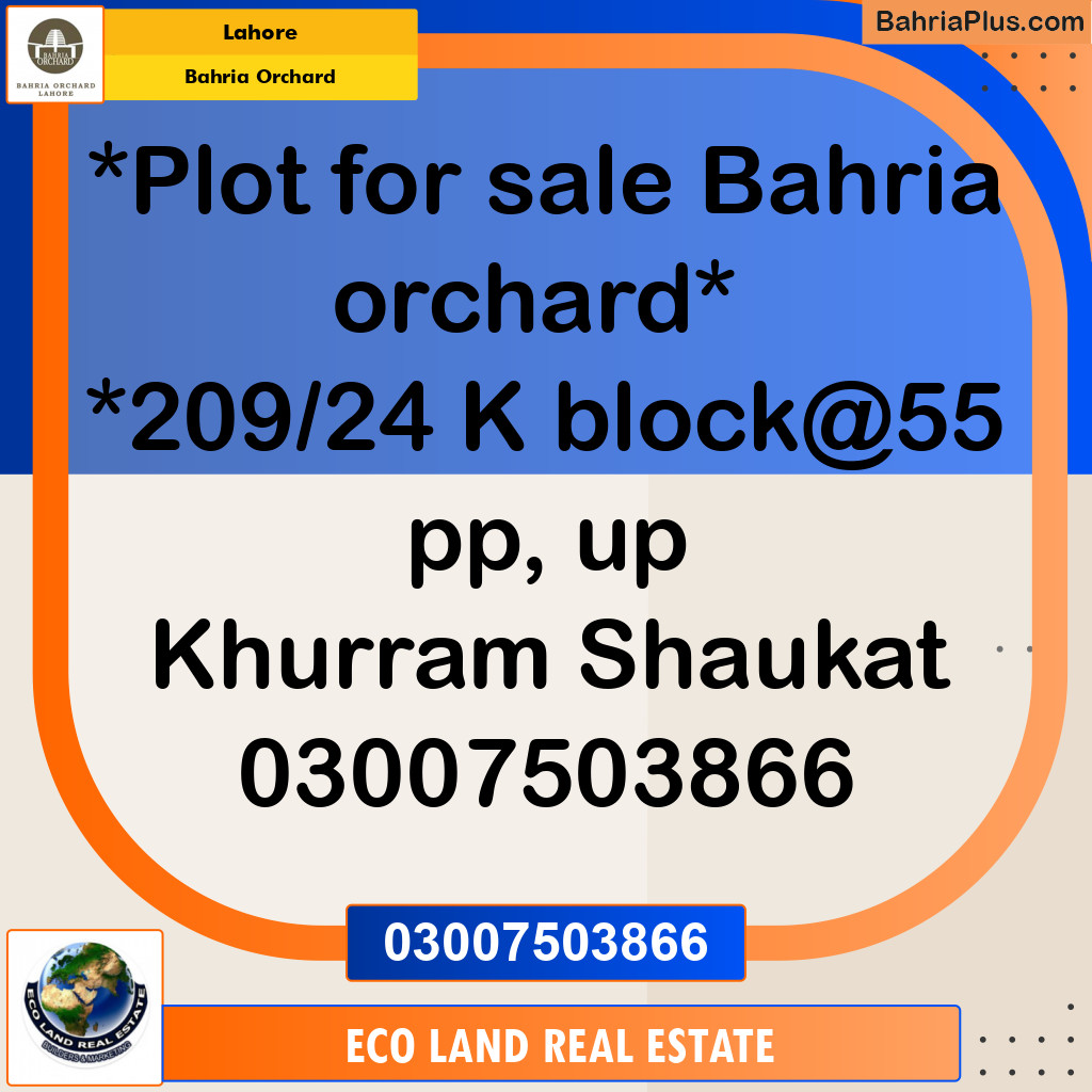 Residential Plot for Sale in Bahria Orchard, Lahore - (BP-141023)
