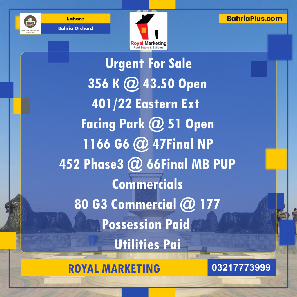 Residential Plot for Sale in Phase 2 - K Block -  Bahria Orchard, Lahore - (BP-141095)