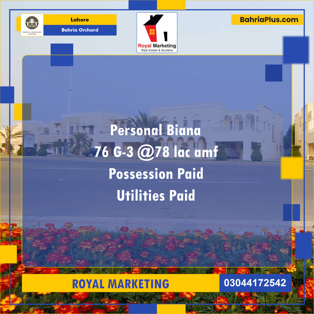 Residential Plot for Sale in Bahria Orchard, Lahore - (BP-141130)