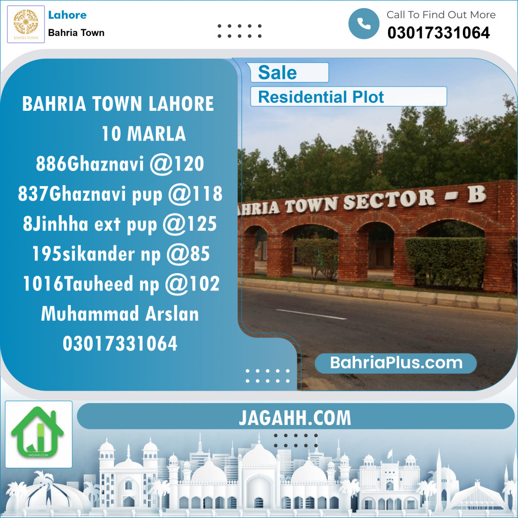 Residential Plot for Sale in Bahria Town, Lahore - (BP-141184)