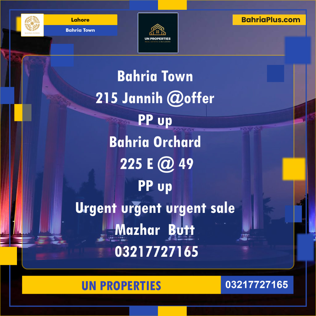 Residential Plot for Sale in Bahria Town, Lahore - (BP-141185)