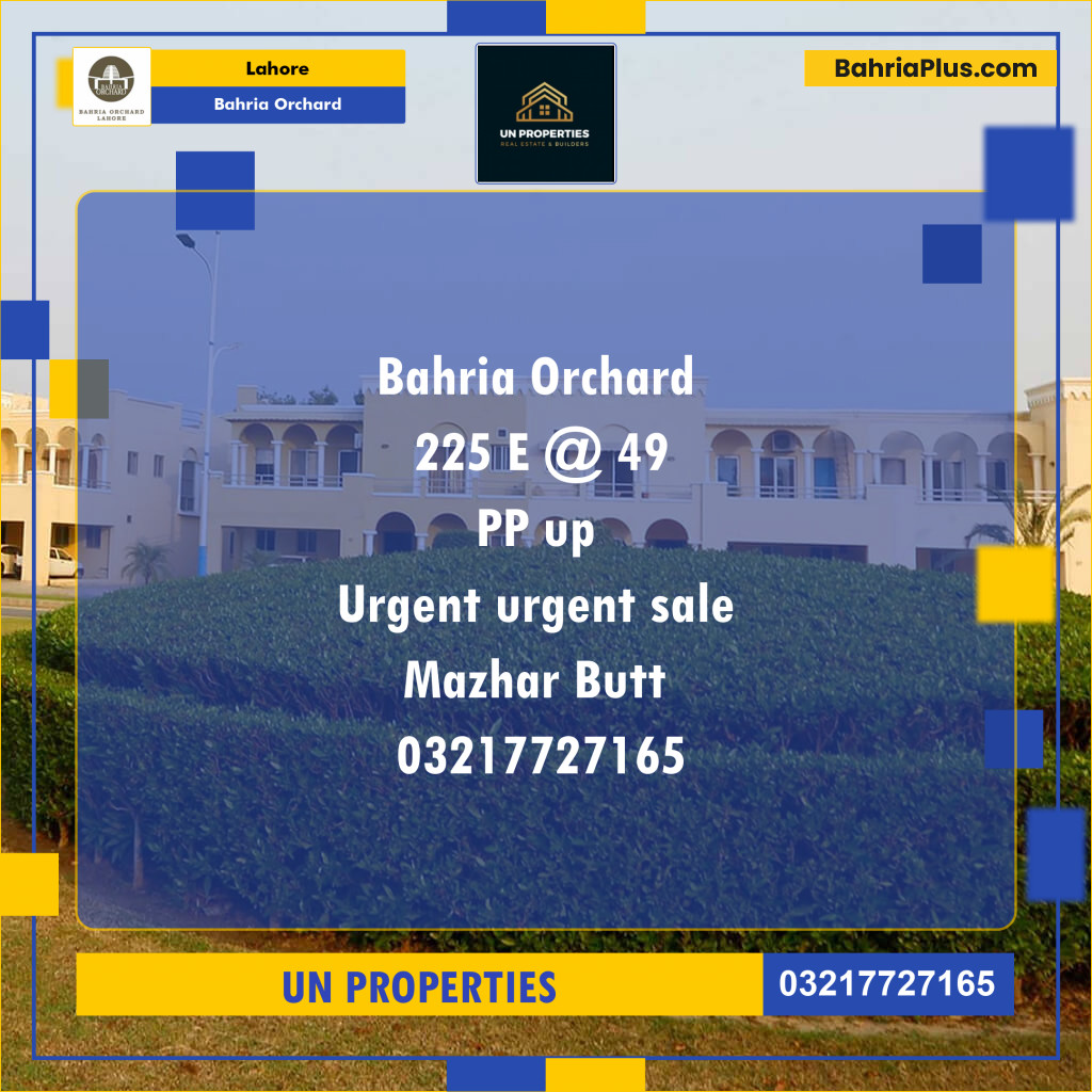 Residential Plot for Sale in Bahria Orchard, Lahore - (BP-141186)