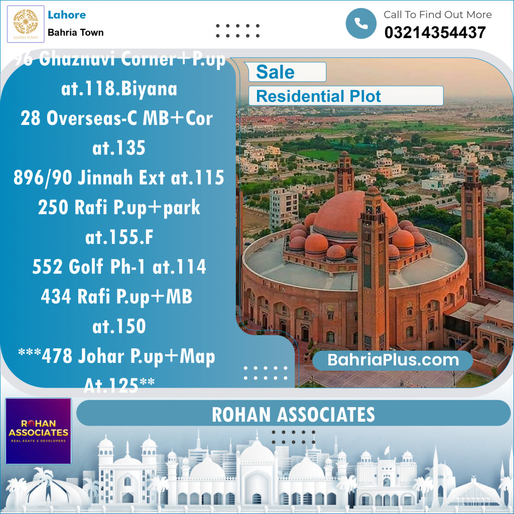 Residential Plot for Sale in Sector F - Ghaznavi Block -  Bahria Town, Lahore - (BP-141219)
