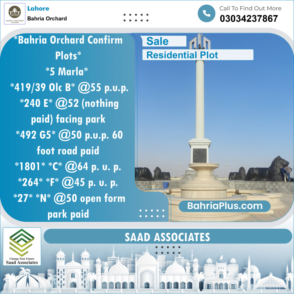 Residential Plot for Sale in Bahria Orchard, Lahore - (BP-141240)