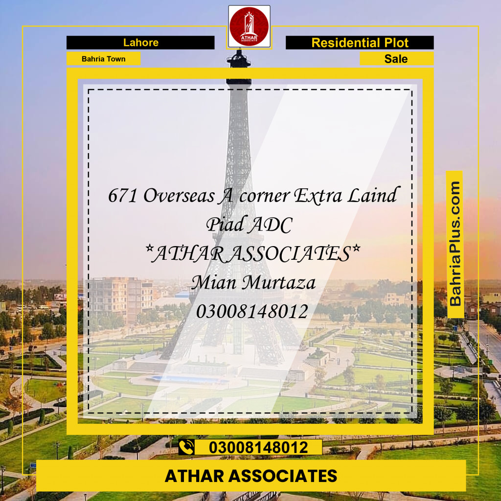 Residential Plot for Sale in Bahria Town, Lahore - (BP-141274)