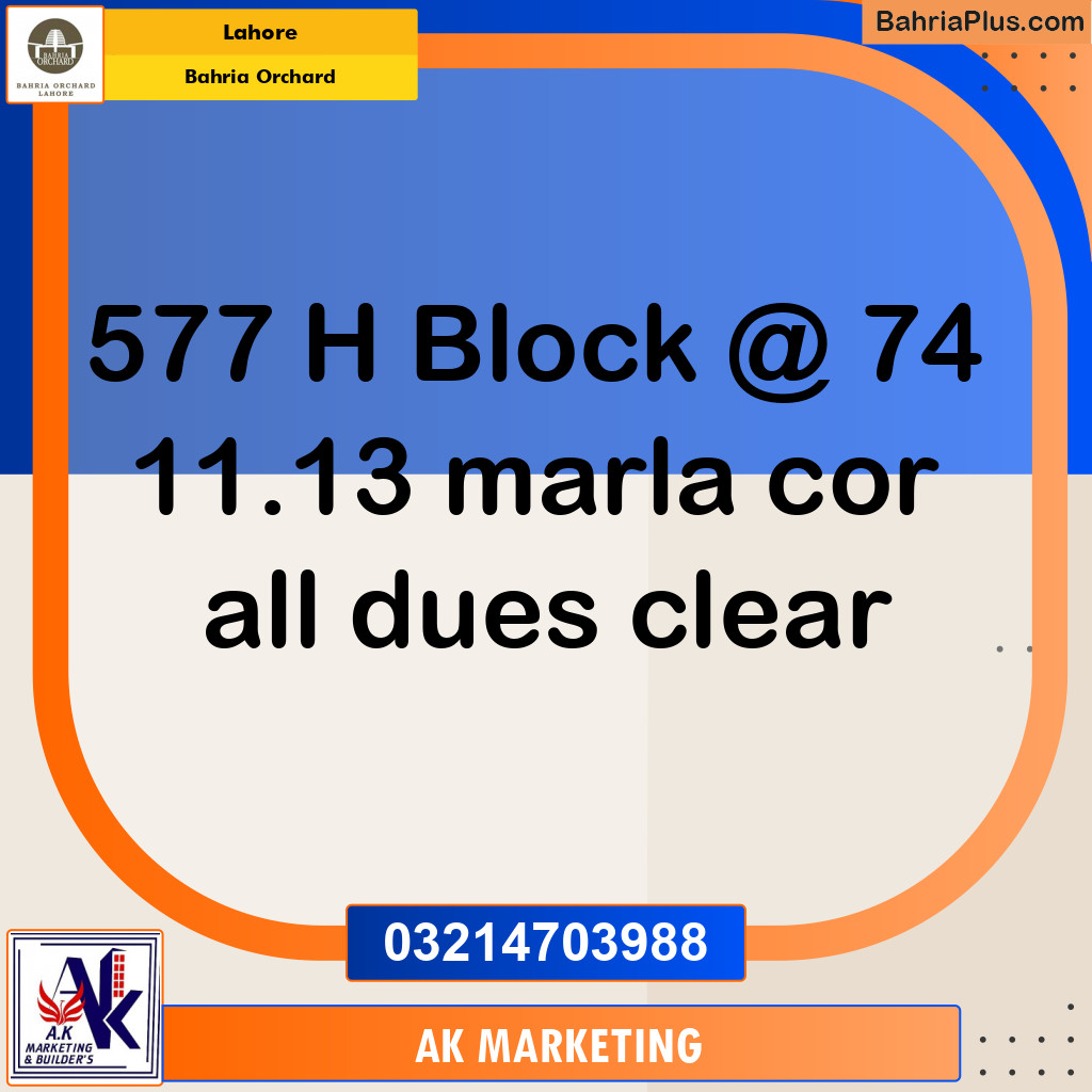 Residential Plot for Sale in Bahria Orchard, Lahore - (BP-141277)