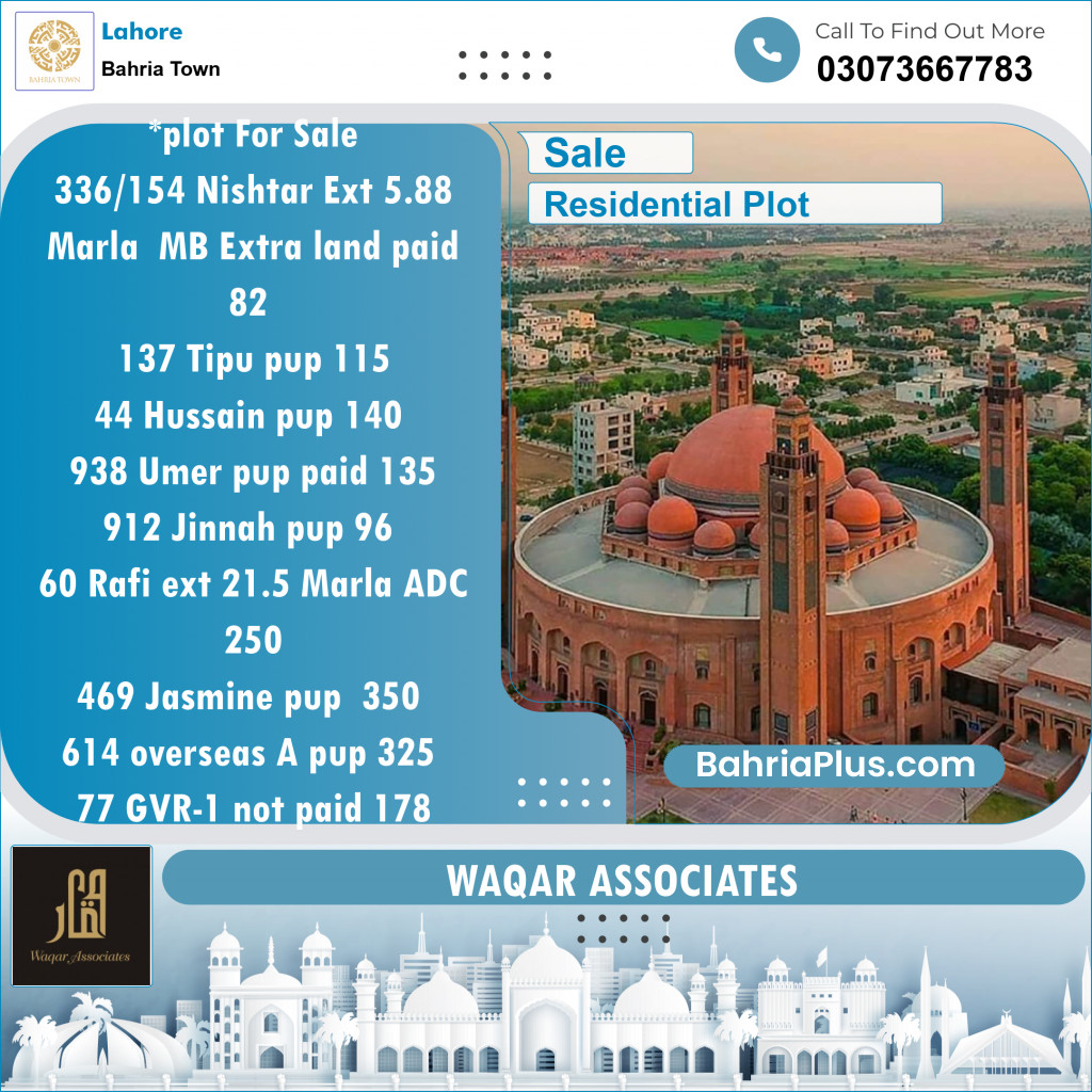 Residential Plot for Sale in Bahria Town, Lahore - (BP-141278)