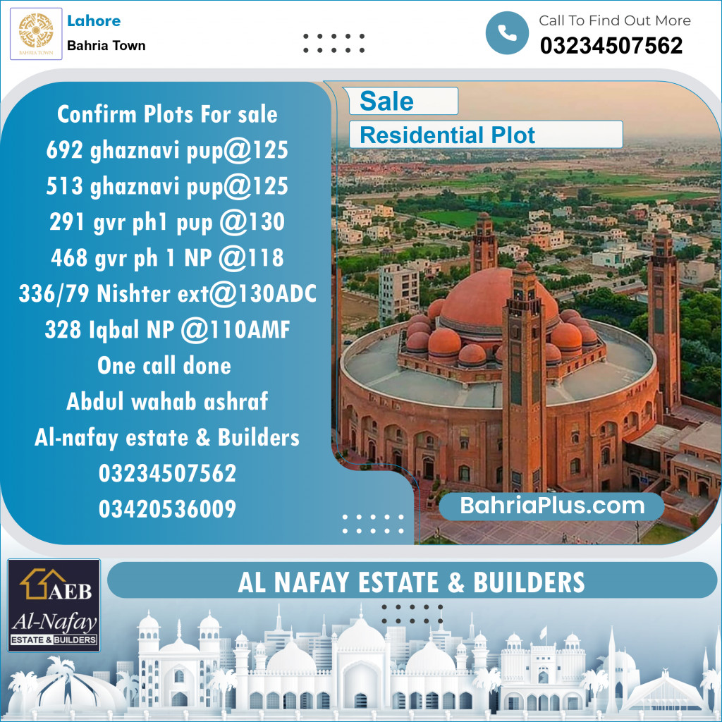 Residential Plot for Sale in Bahria Town, Lahore - (BP-141309)