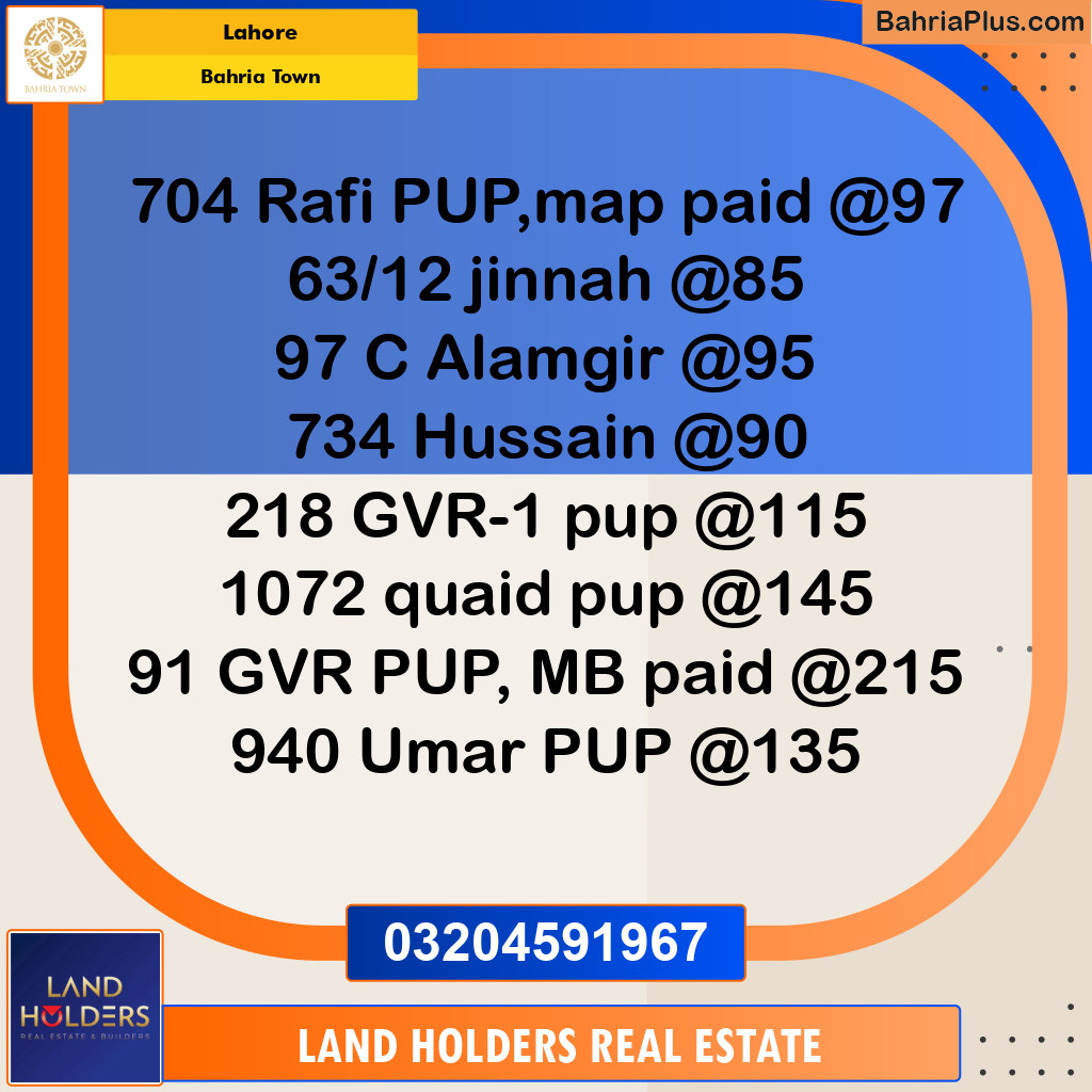 Residential Plot for Sale in Bahria Town, Lahore - (BP-141334)