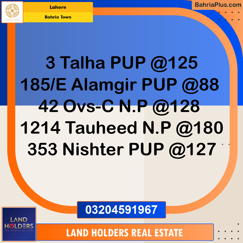 Residential Plot for Sale in Sector F - Talha Block -  Bahria Town, Lahore - (BP-141349)