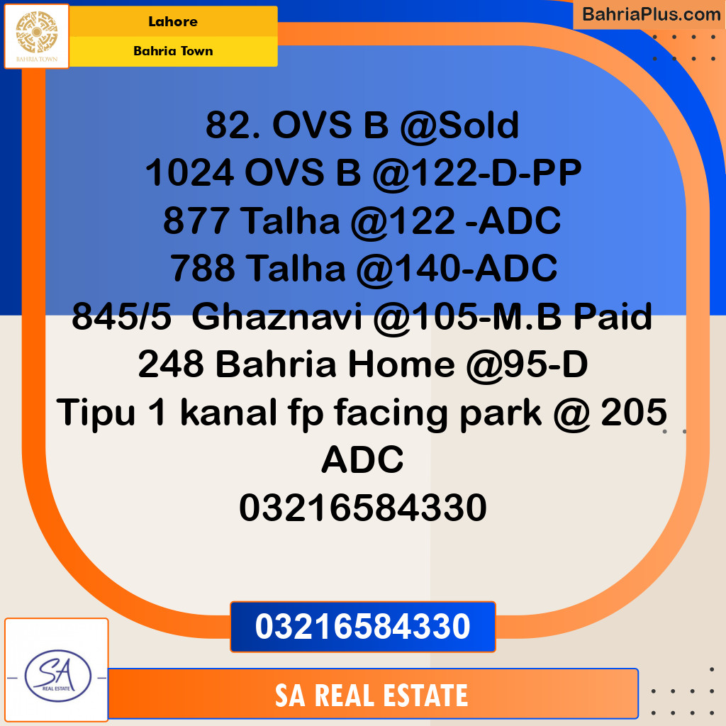 Residential Plot for Sale in Overseas B -  Bahria Town, Lahore - (BP-141363)
