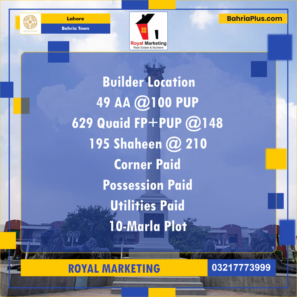Residential Plot for Sale in Bahria Town, Lahore - (BP-141389)