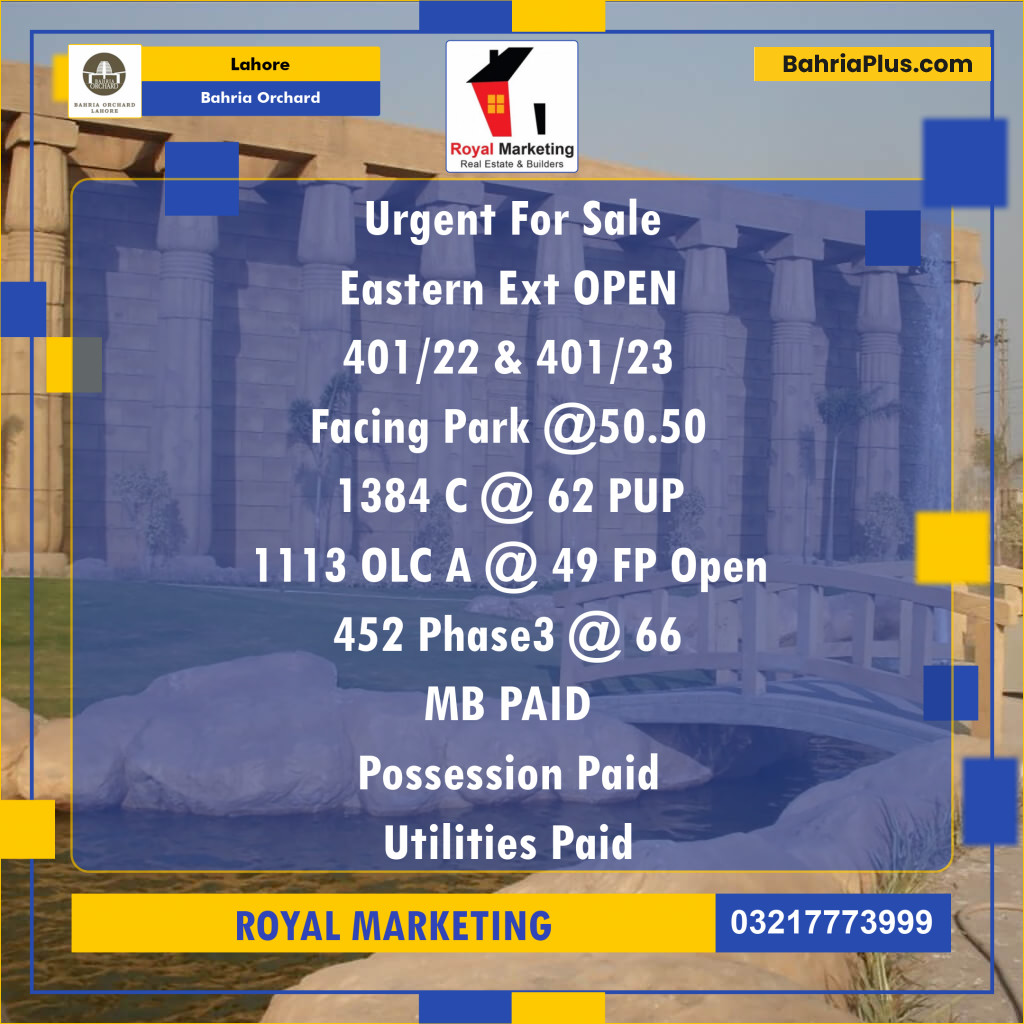 Residential Plot for Sale in Bahria Orchard, Lahore - (BP-141395)
