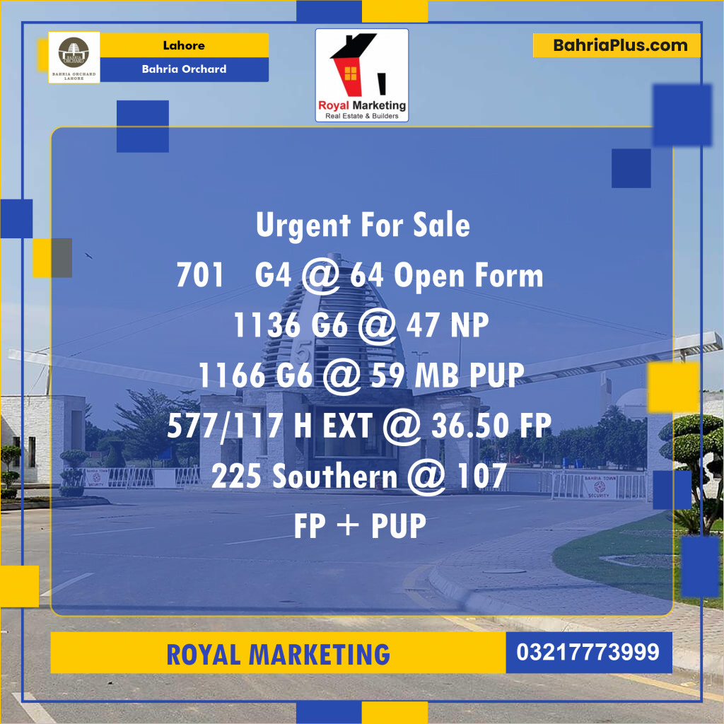 Residential Plot for Sale in Bahria Orchard, Lahore - (BP-141396)