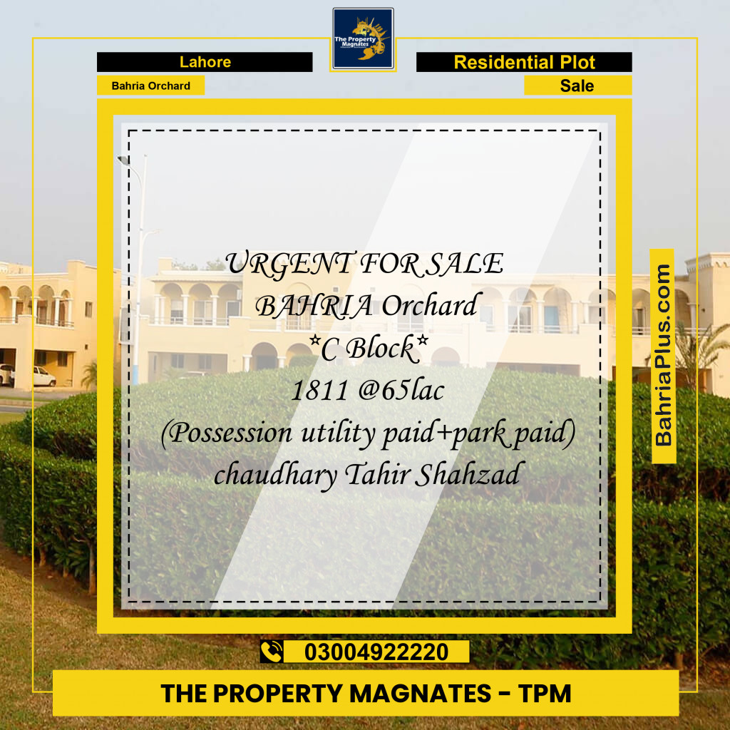 Residential Plot for Sale in Bahria Orchard, Lahore - (BP-141403)