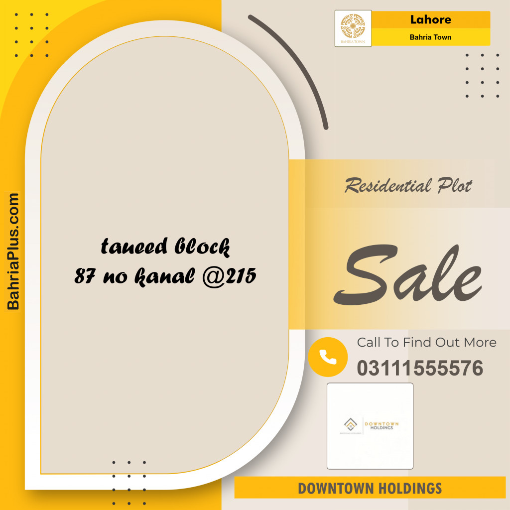 Residential Plot for Sale in Bahria Town, Lahore - (BP-141468)
