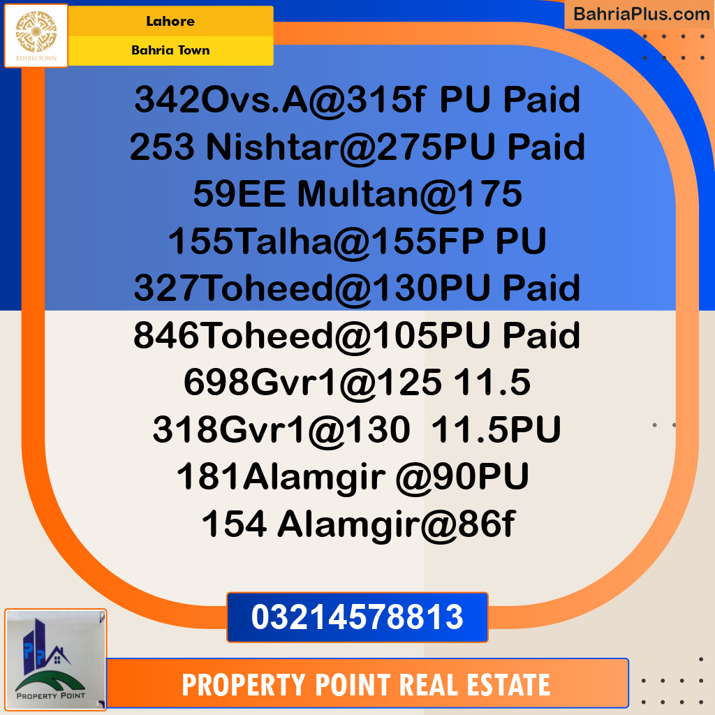 Residential Plot for Sale in Bahria Town, Lahore - (BP-141520)