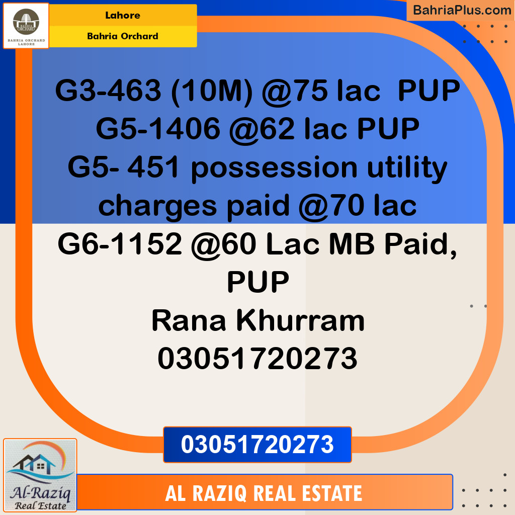 Residential Plot for Sale in Phase 4 - G3 Block -  Bahria Orchard, Lahore - (BP-141547)