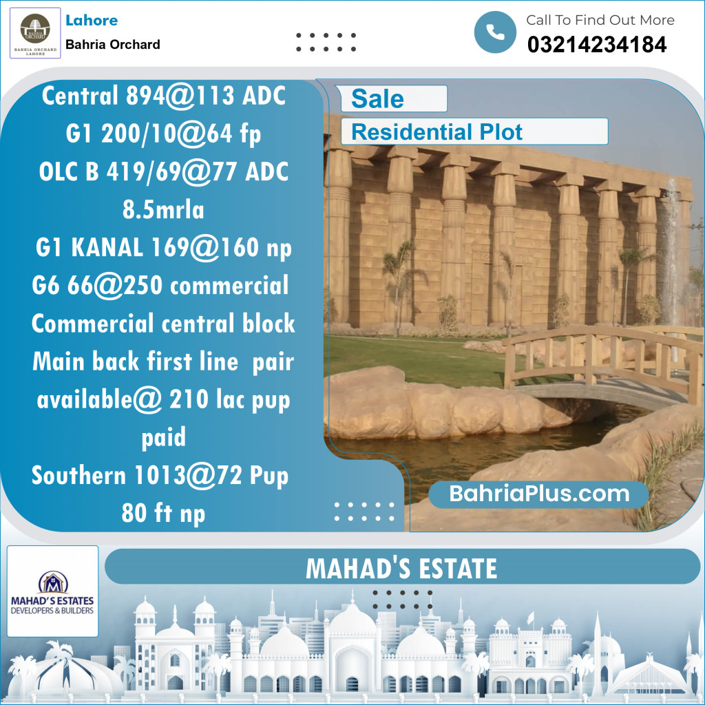 Residential Plot for Sale in Bahria Orchard, Lahore - (BP-141550)