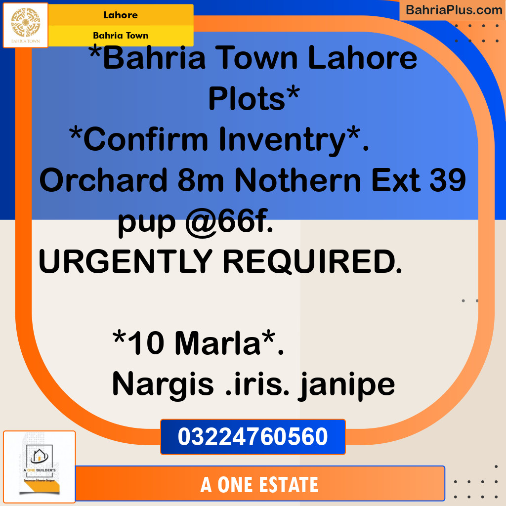Residential Plot for Sale in Bahria Town, Lahore - (BP-141616)