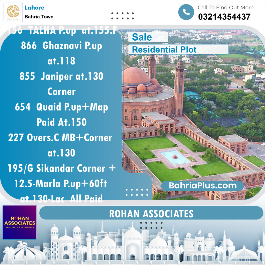 Residential Plot for Sale in Bahria Town, Lahore - (BP-141625)