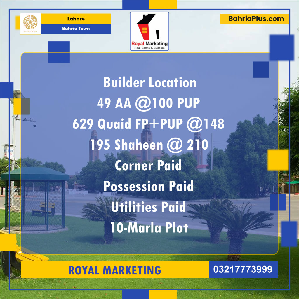 Residential Plot for Sale in Bahria Town, Lahore - (BP-141721)