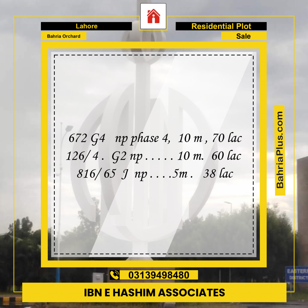 Residential Plot for Sale in Bahria Orchard, Lahore - (BP-141771)