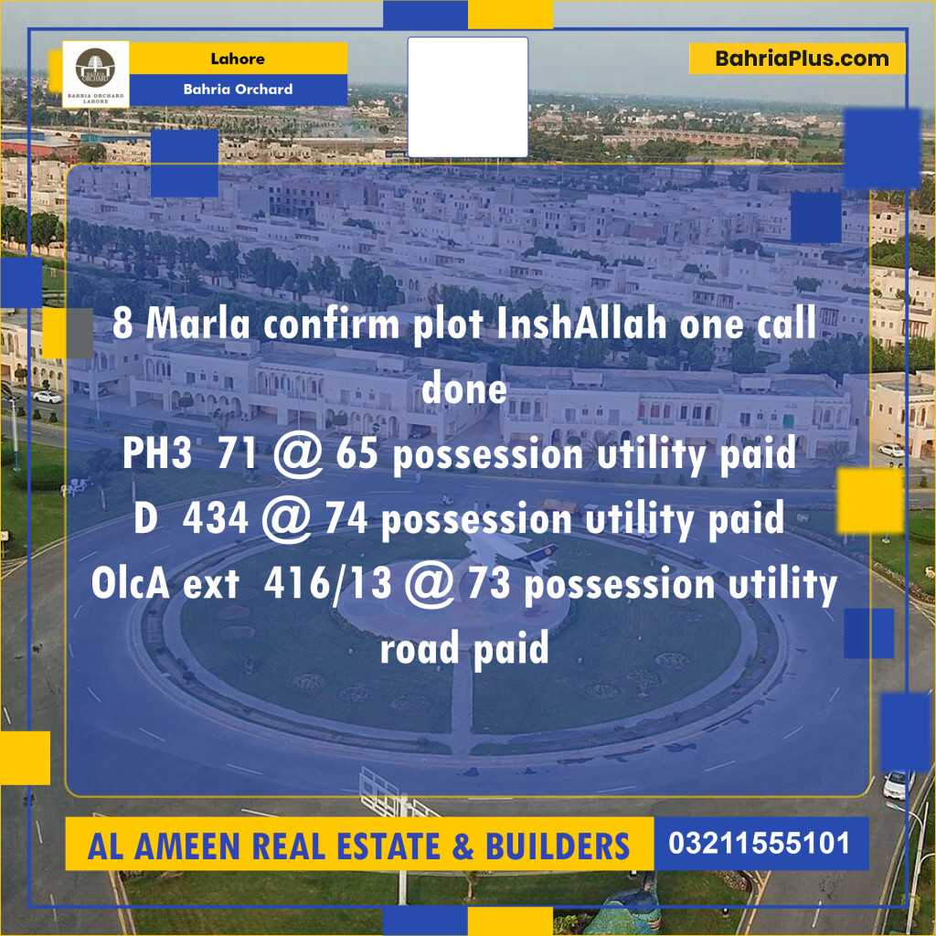 Residential Plot for Sale in Bahria Orchard, Lahore - (BP-141824)