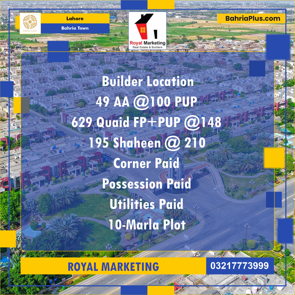Residential Plot for Sale in Bahria Town, Lahore - (BP-141839)