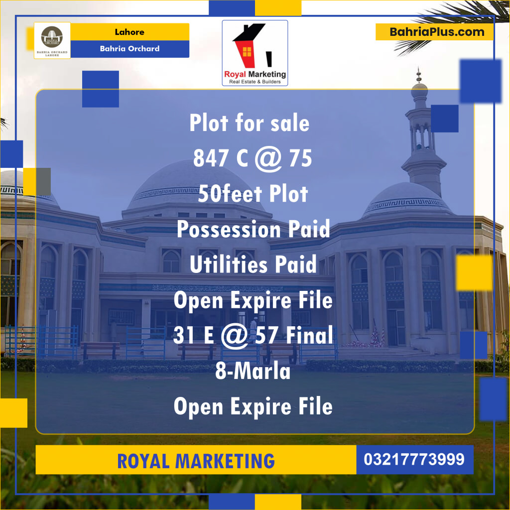 Residential Plot for Sale in Bahria Orchard, Lahore - (BP-141840)