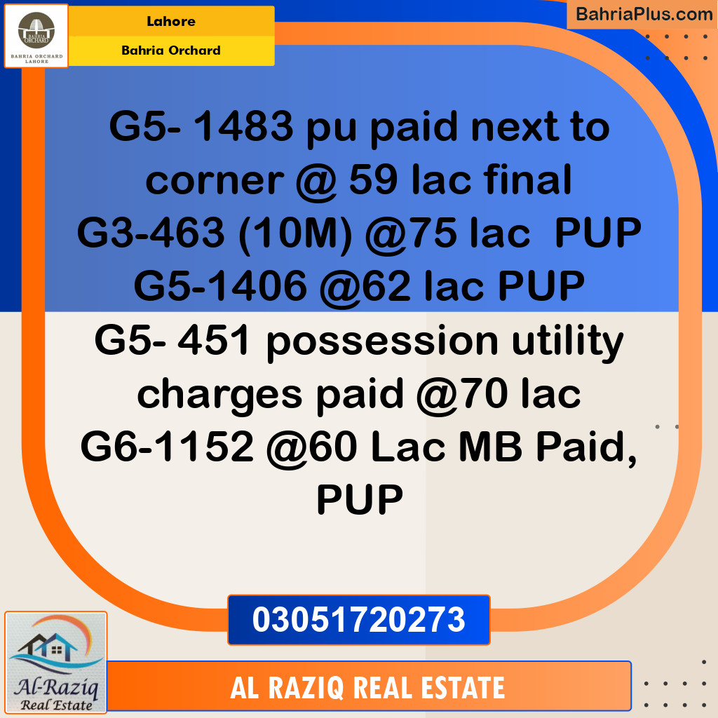 Residential Plot for Sale in Phase 4 - G5 Block -  Bahria Orchard, Lahore - (BP-141847)