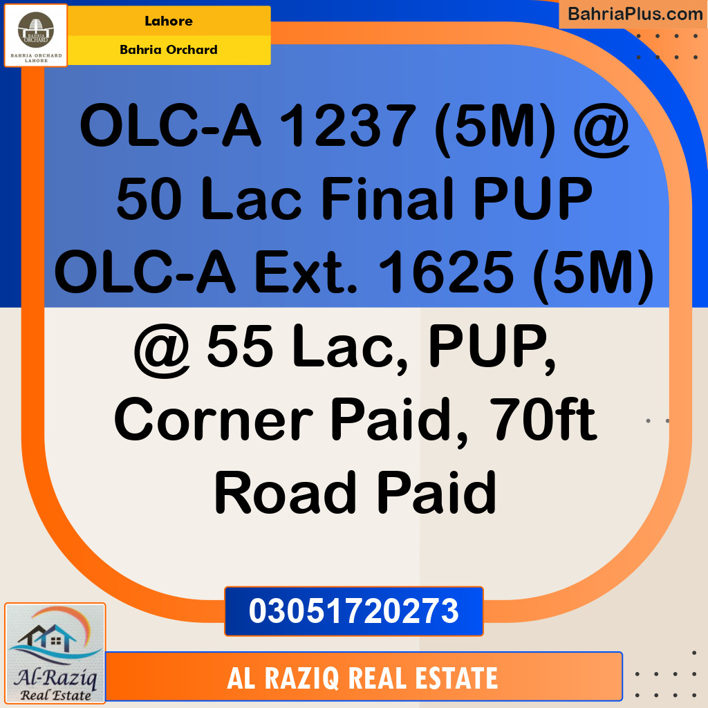 Residential Plot for Sale in OLC-A Block -  Bahria Orchard, Lahore - (BP-141852)