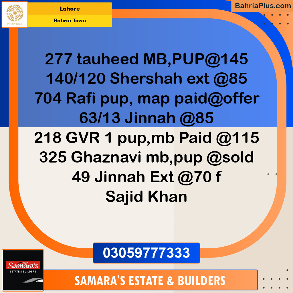 Residential Plot for Sale in Bahria Town, Lahore - (BP-141862)