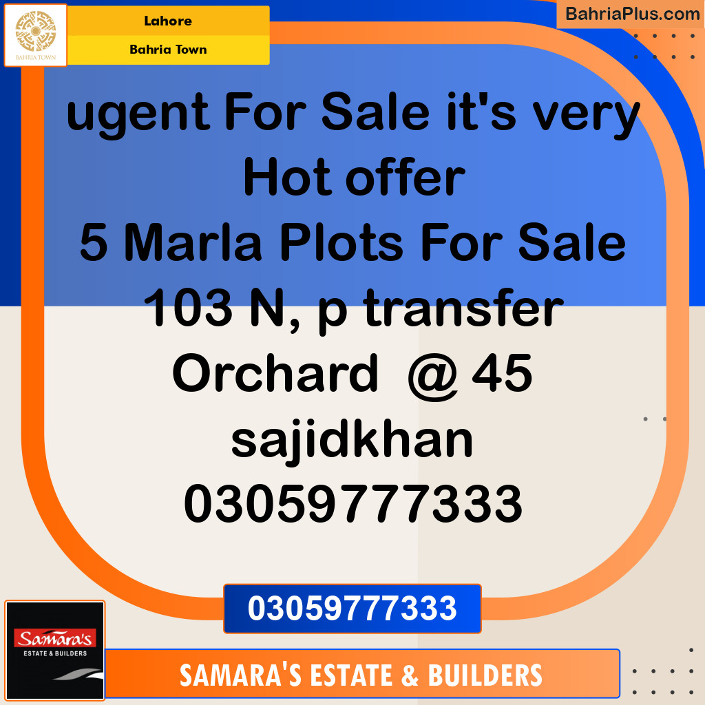 Residential Plot for Sale in Bahria Town, Lahore - (BP-141877)