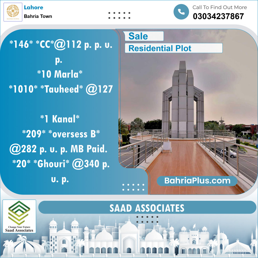 Residential Plot for Sale in Bahria Town, Lahore - (BP-141908)