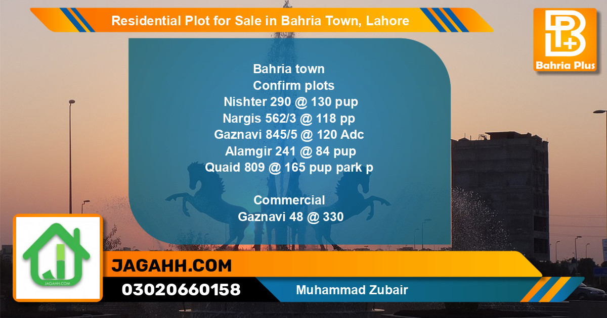 Residential Plot for Sale in Sector E - Nishtar Block -  Bahria Town, Lahore - (BP-141923)